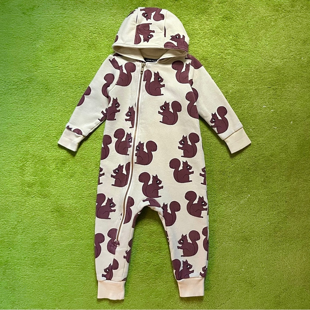 Mini Rodini squirrel onesie. Size 12-18M